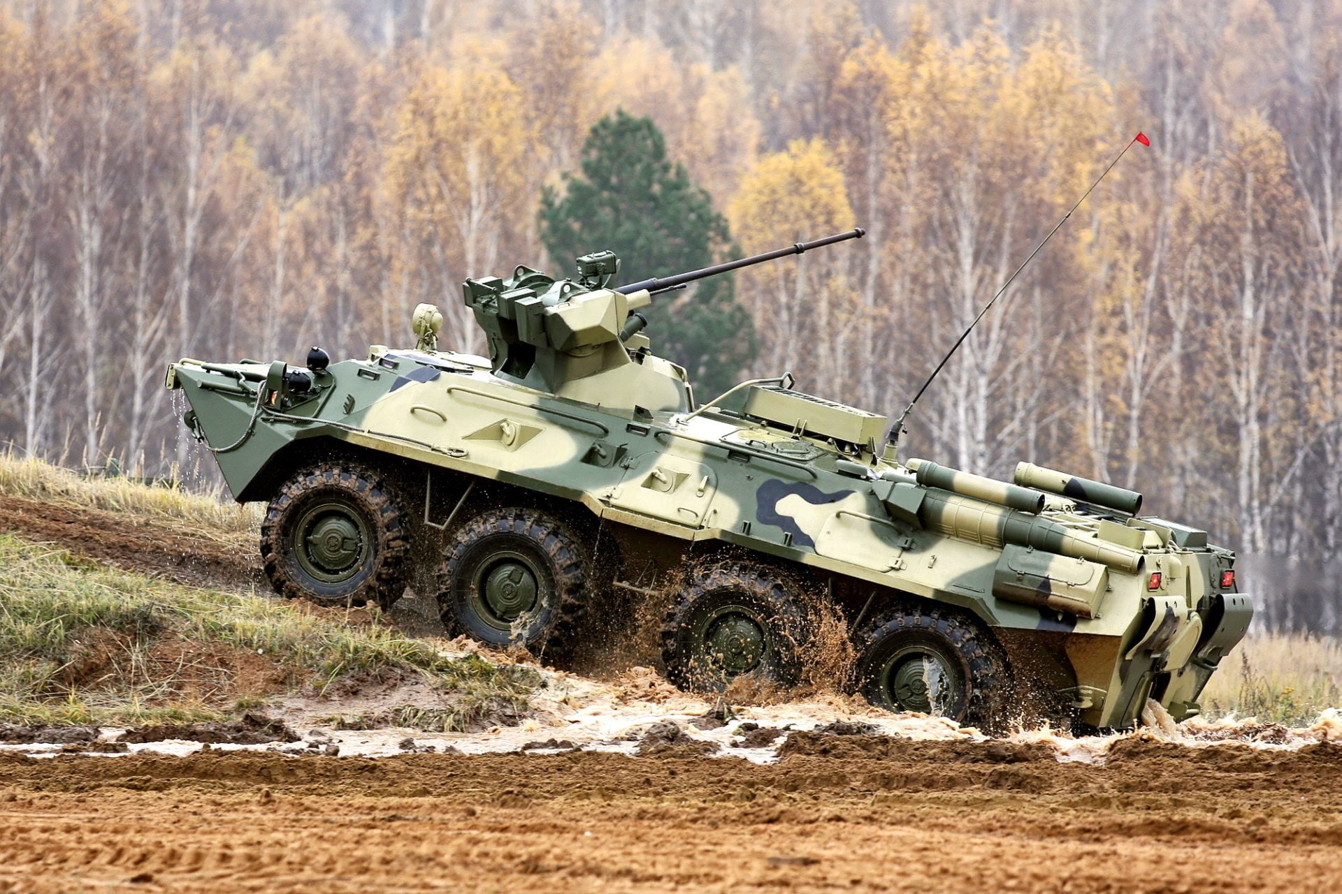 Armoured vehicle in cross-country action